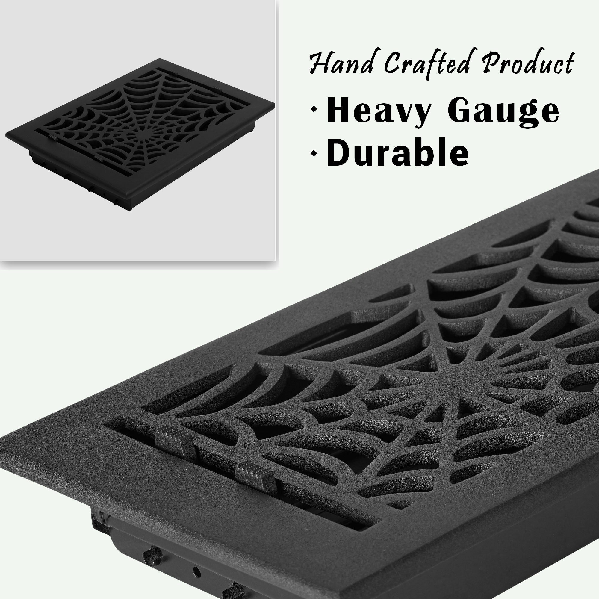 Alimentation en air à persiennes en aluminium moulé massif Spooky Gothic 8"x14" | Revêtement en poudre