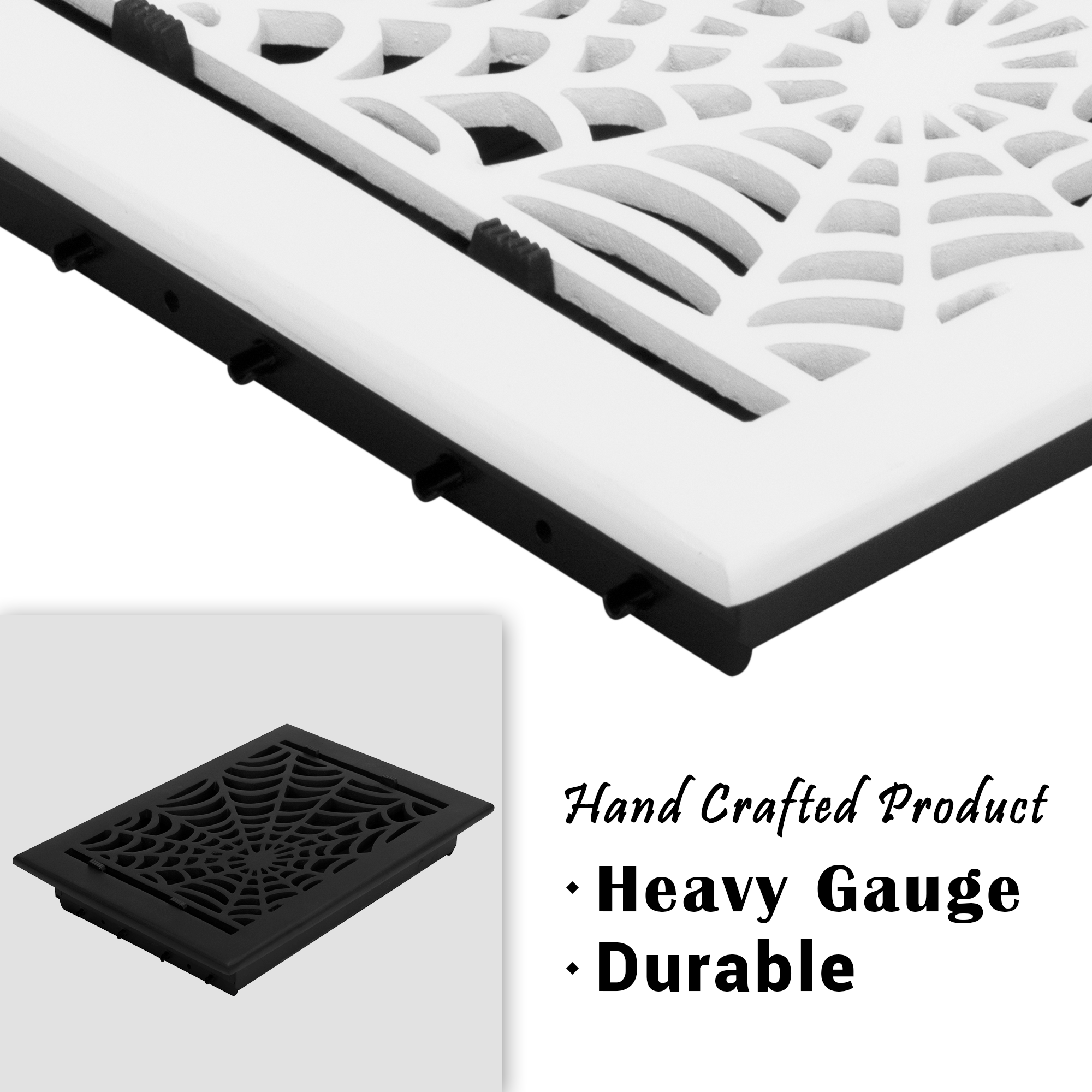 Spooky Gothic 8"x14" Solid Cast Aluminum louvered Air Supply | Powder Coated