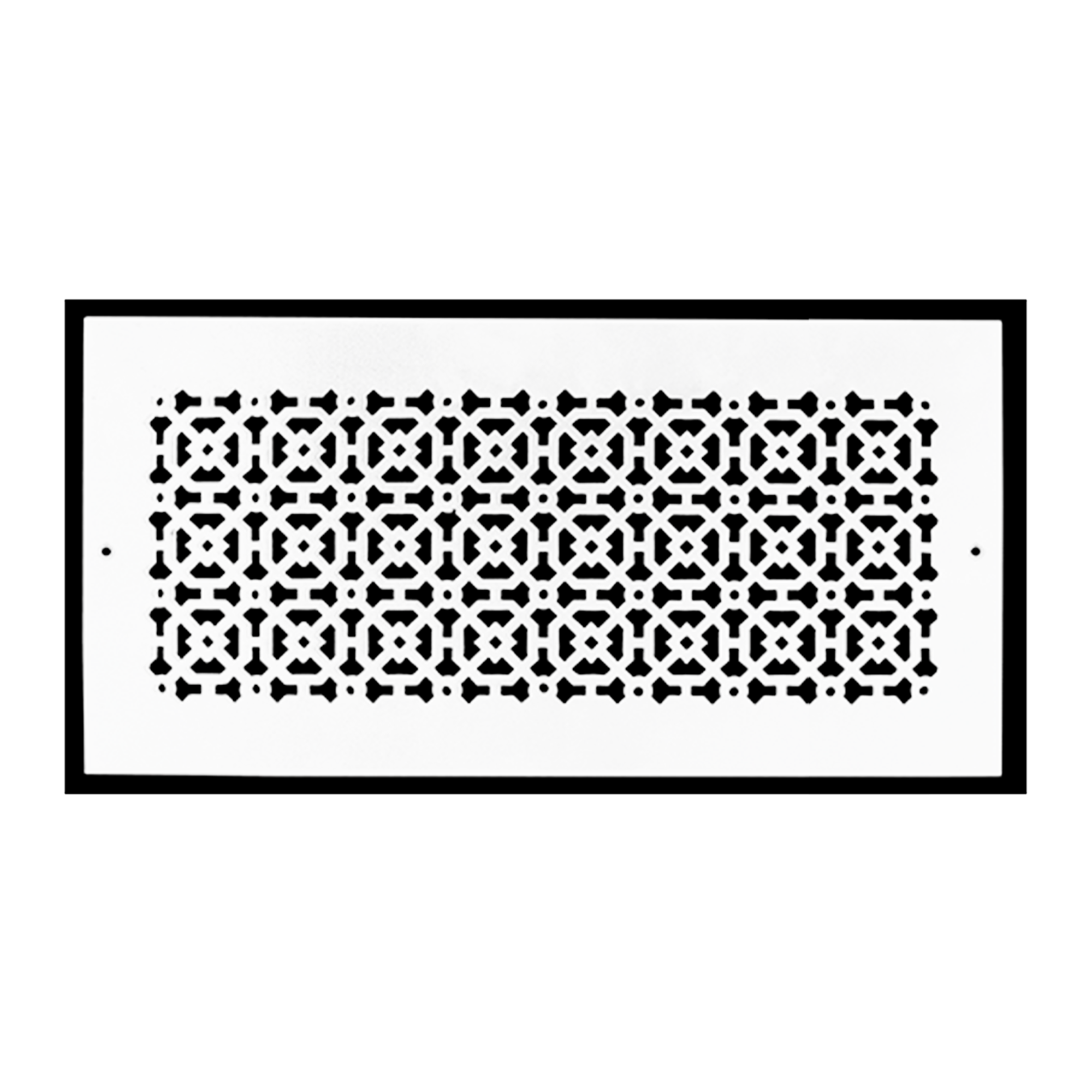 Achtek 8x18 solid cast metal air return vent cover with geometric design, beveled edge, provided with matching #10 screws