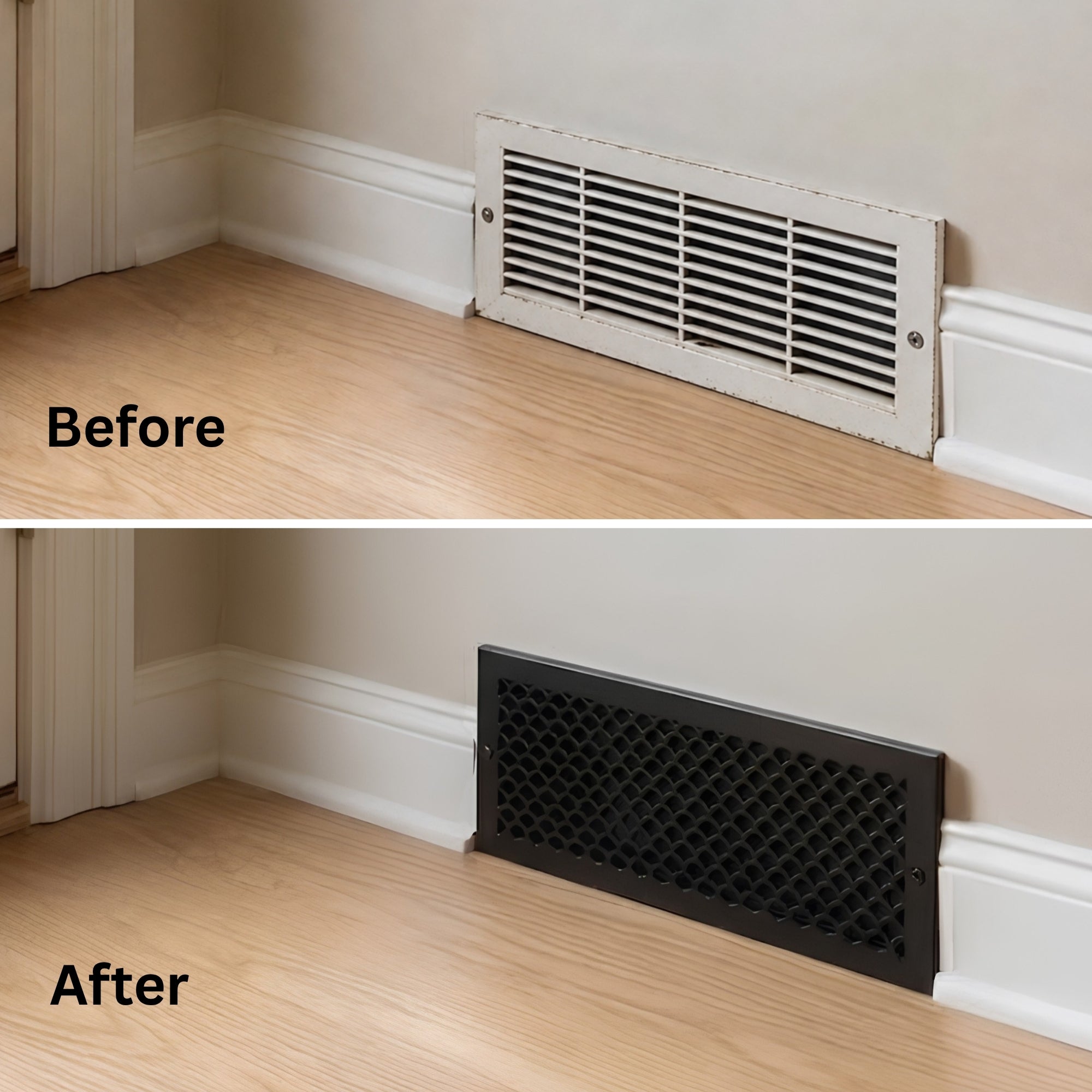 Scallop BASEBOARD 8"x24" Duct opening Solid Cast Aluminum Grill Vent Cover | Powder Coated