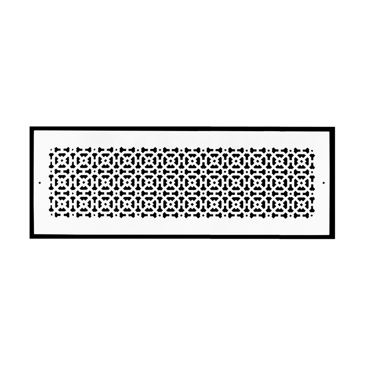 Achtek 8x26 powder coated black air vent with geometric pattern for wall/ceiling mounting, provided with matching #10 screws