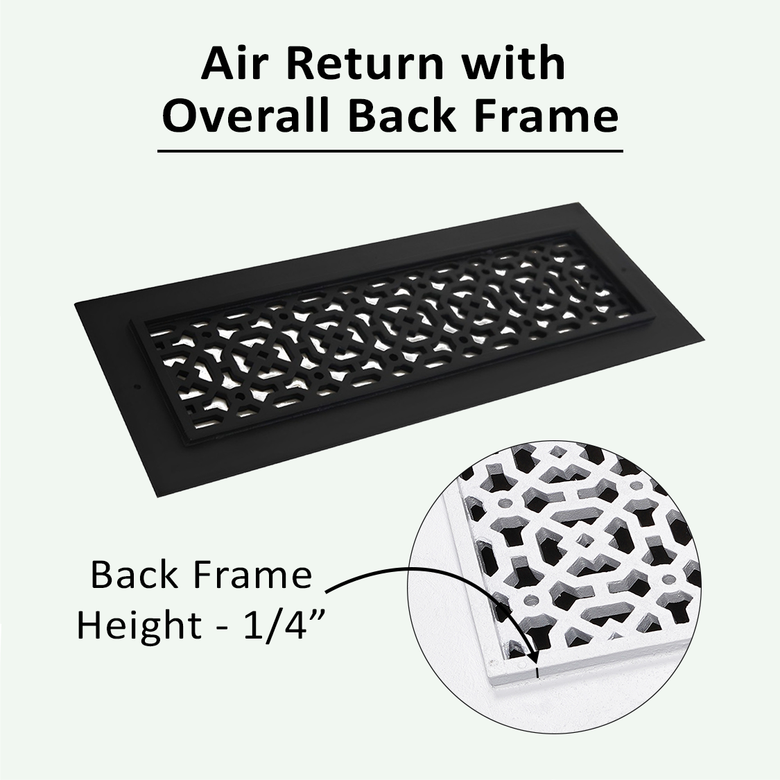 Achtek Cast aluminium Air Return with Overall Back Frame having height 1/4 inch