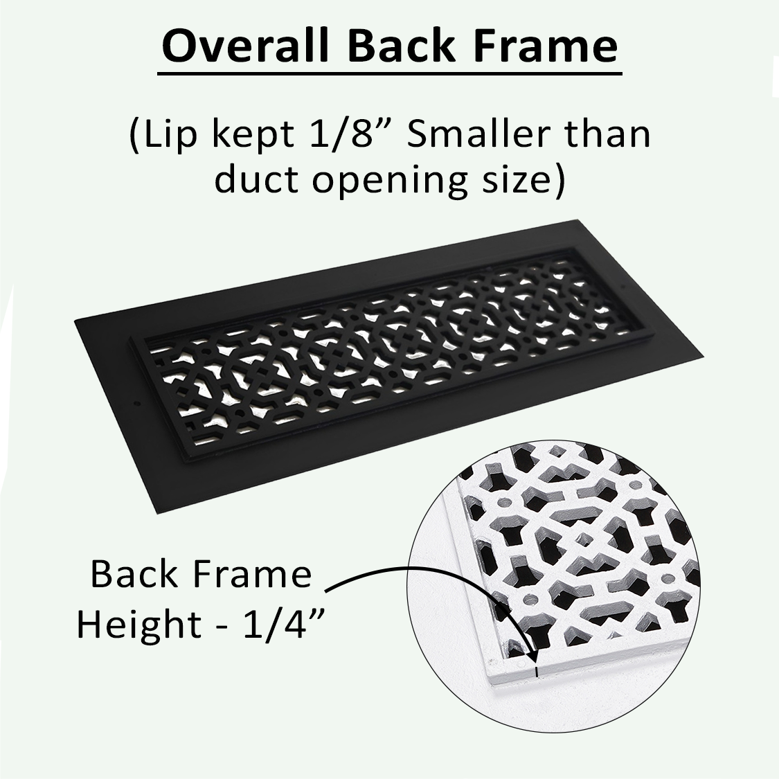 Achtek Cast aluminium Air Return with Overall Back Frame having height 1/4 inch