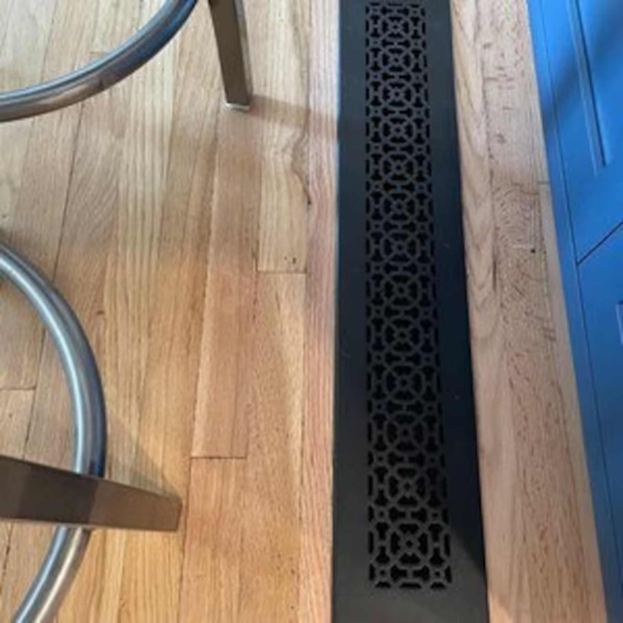 Achtek 4x24 powder coated air return vent black with geometric design pattern for floor mounting
