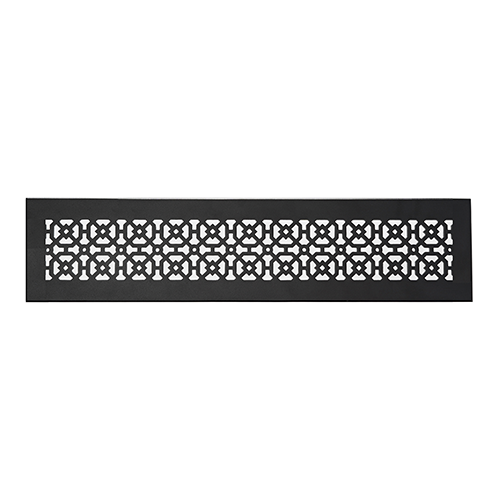 Achtek 4x24 powder coated black air return vent for floor with black finish and decorative grille
