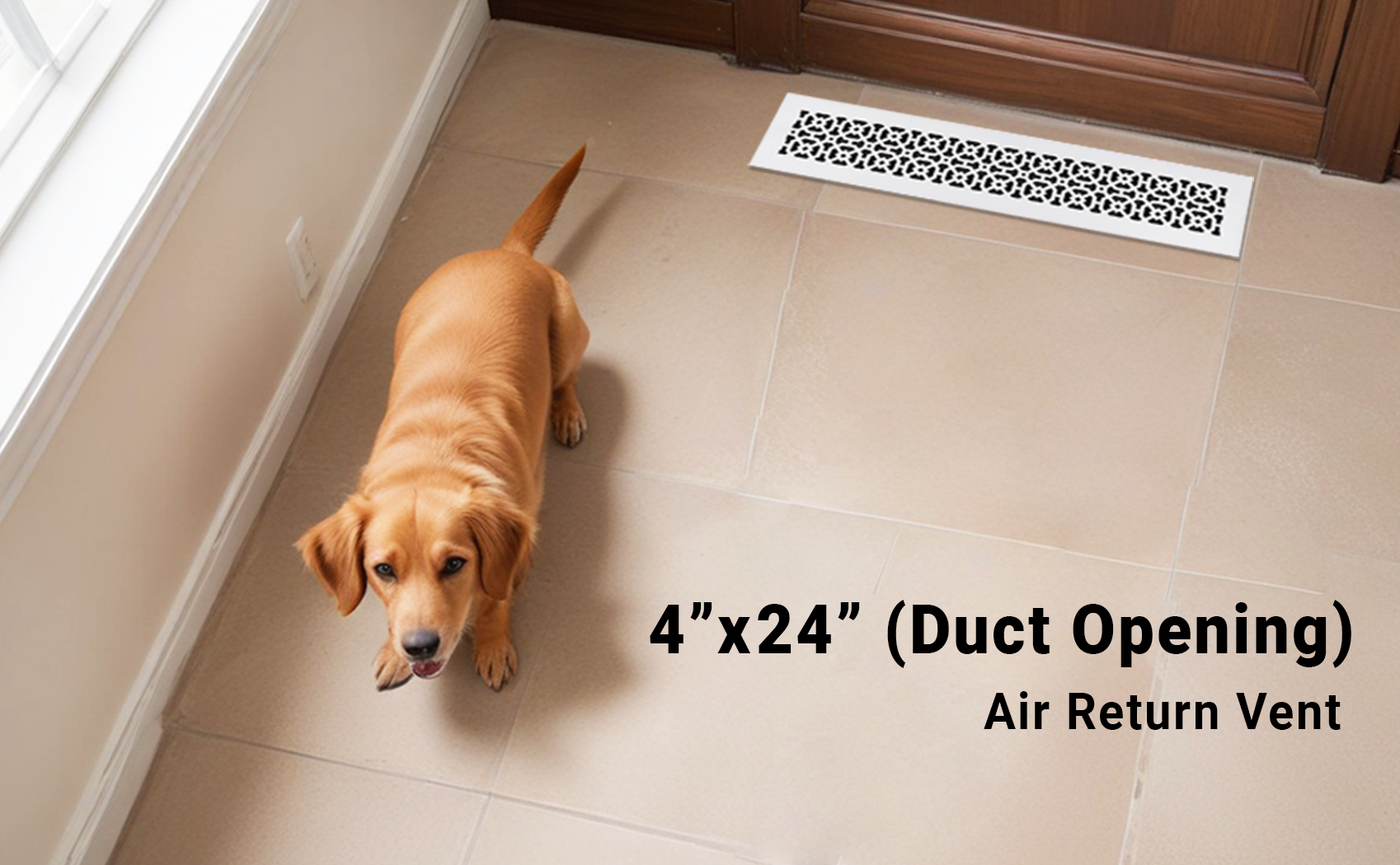 Achtek 4x24 white air return vent with white finish for floor mounting
