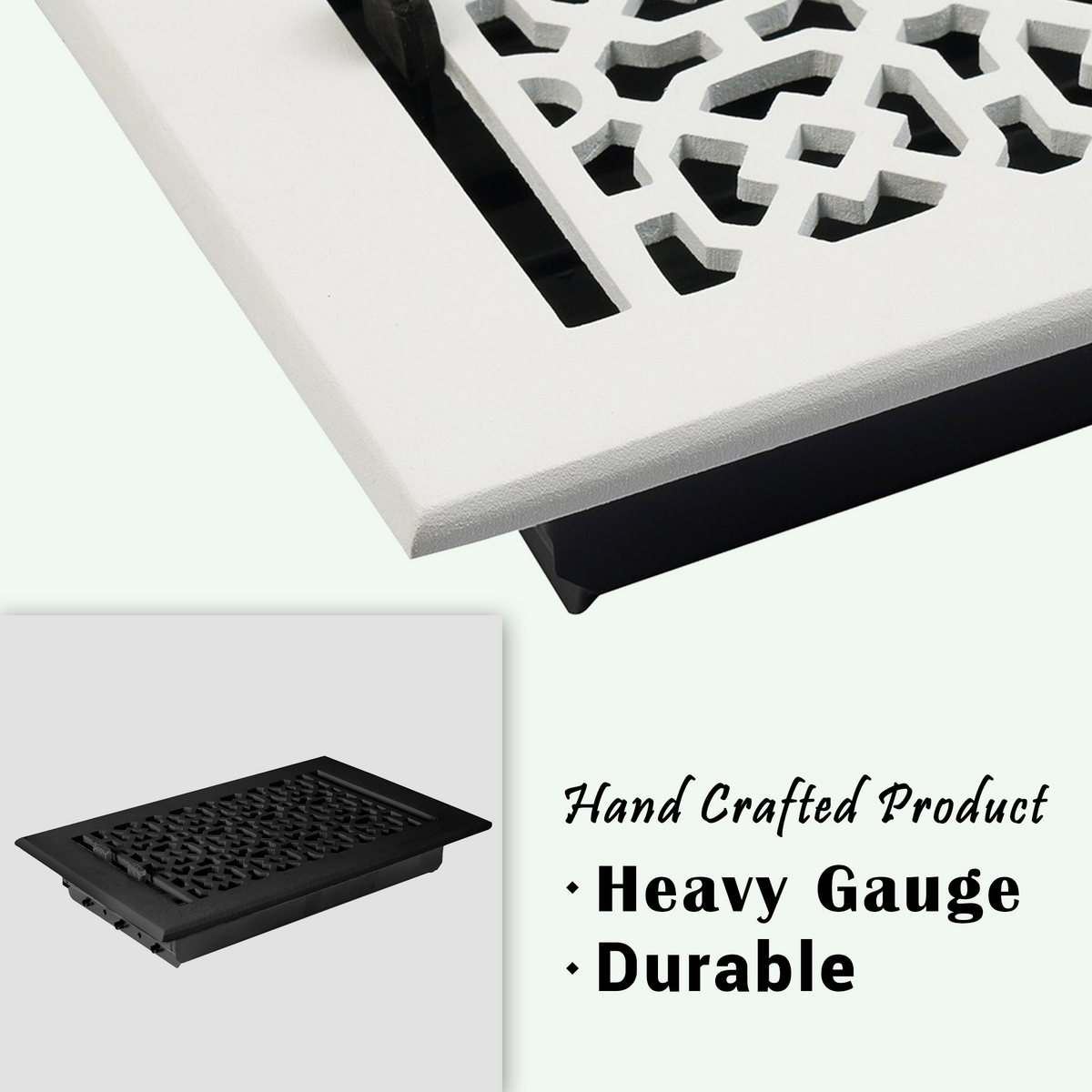 Achtek 5x9 black air supply louvered vent for floor mounting with patent design, gravity drop installations, beveled edge