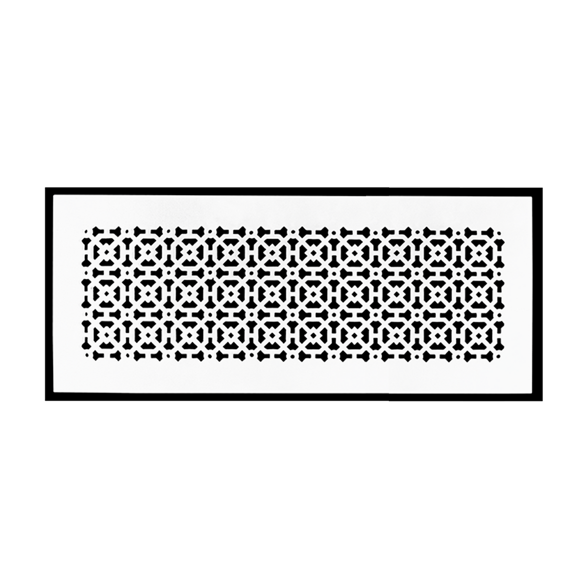 Achtek 8"x22" powder coated white air return vent cover with geometric pattern, beveled edge, gravity drop installations
