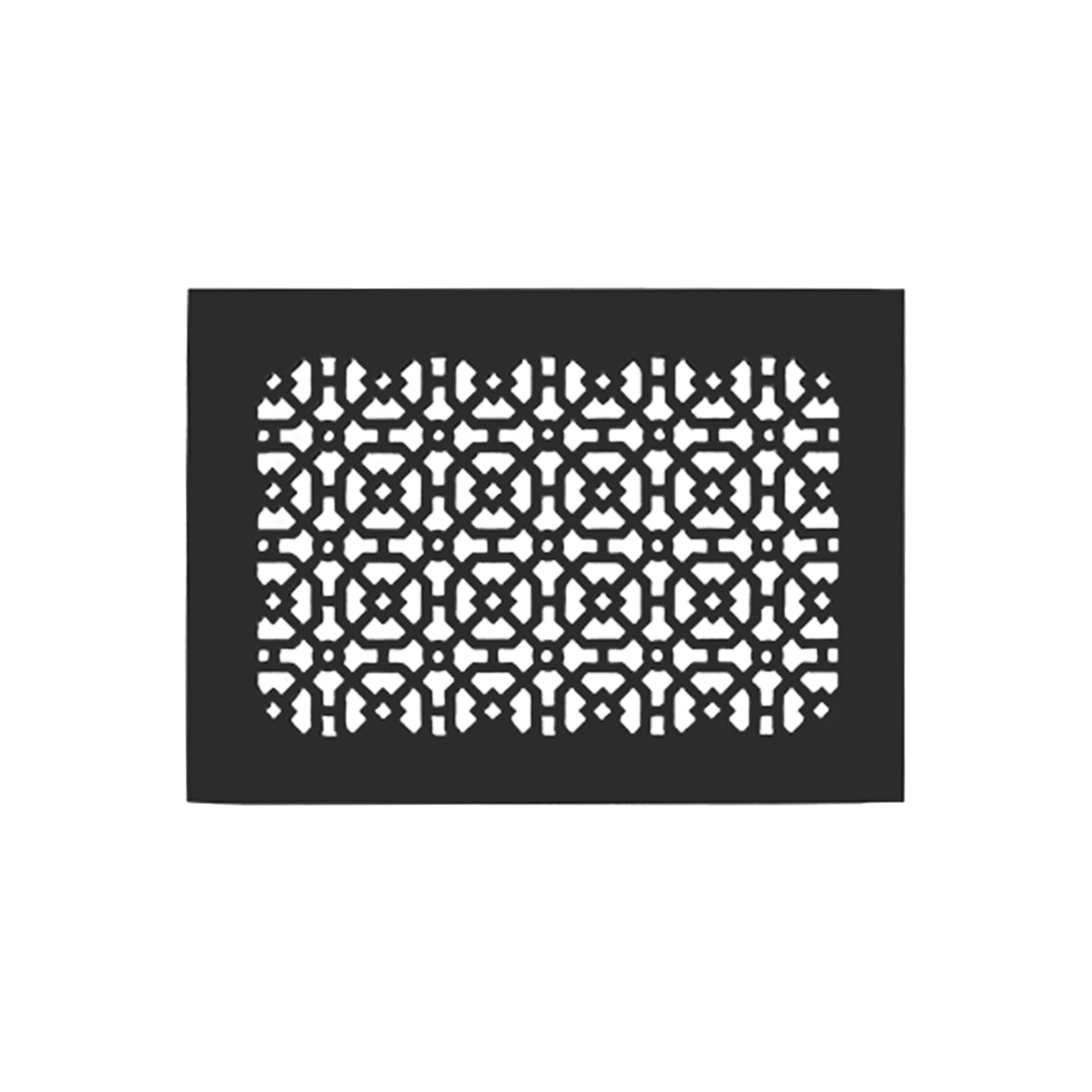 Achtek 9X12 duct opening heavy cast aluminum air return vent cover in powder coat black, with decorative geometric pattern for floor mounting
