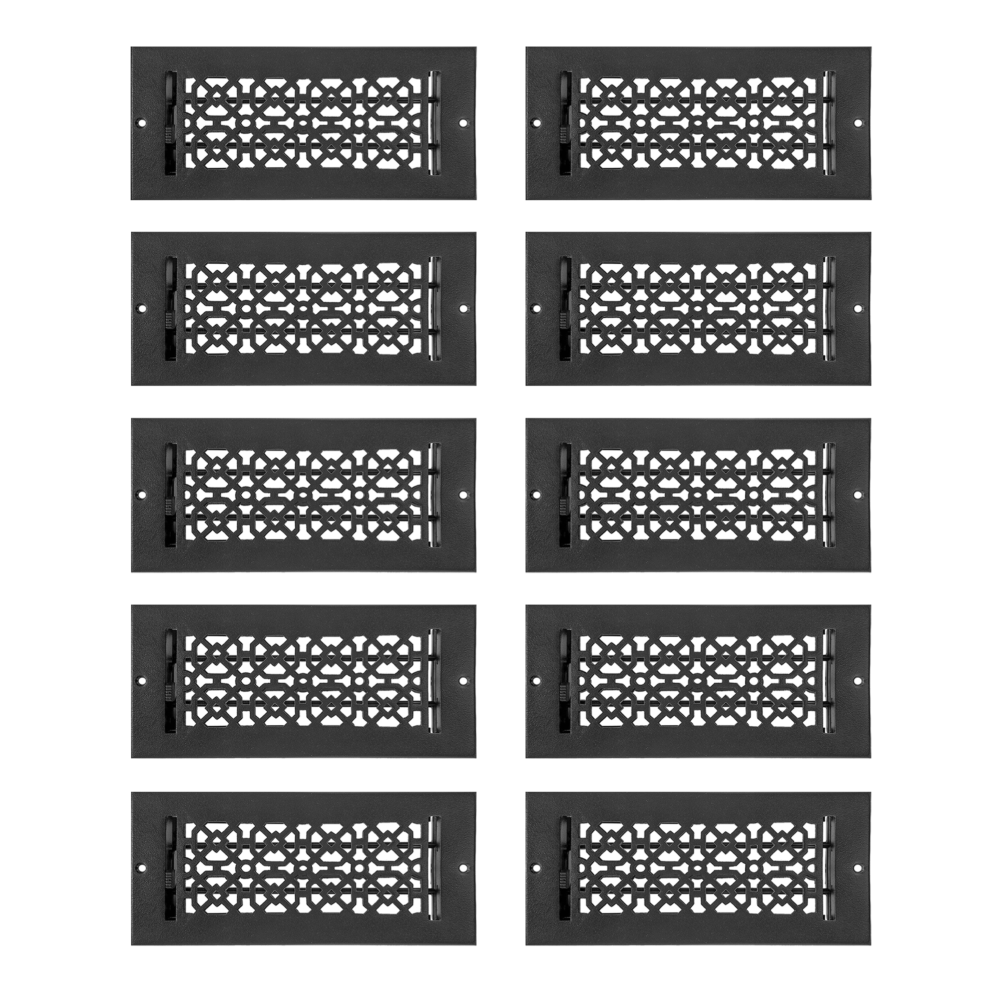LOT de 10 ACHTEK 4"x10" MUR/PLAFOND en fonte d'aluminium massif avec persiennes et revêtement en poudre