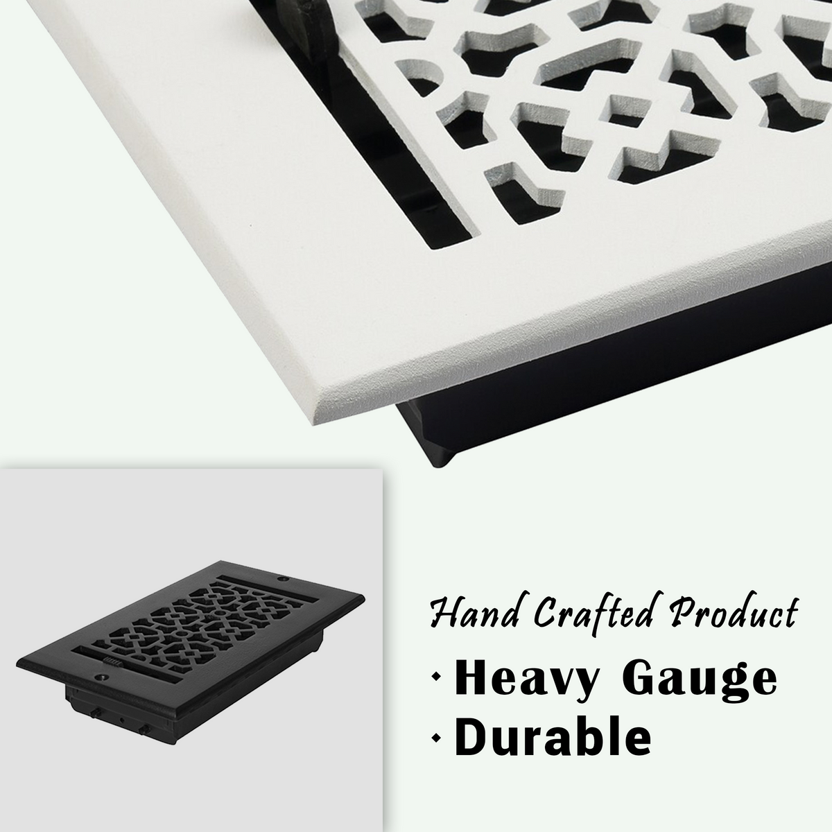 Achtek handcrafted black 4x8 air supply vent with heavy gauge, durable for floor mounting