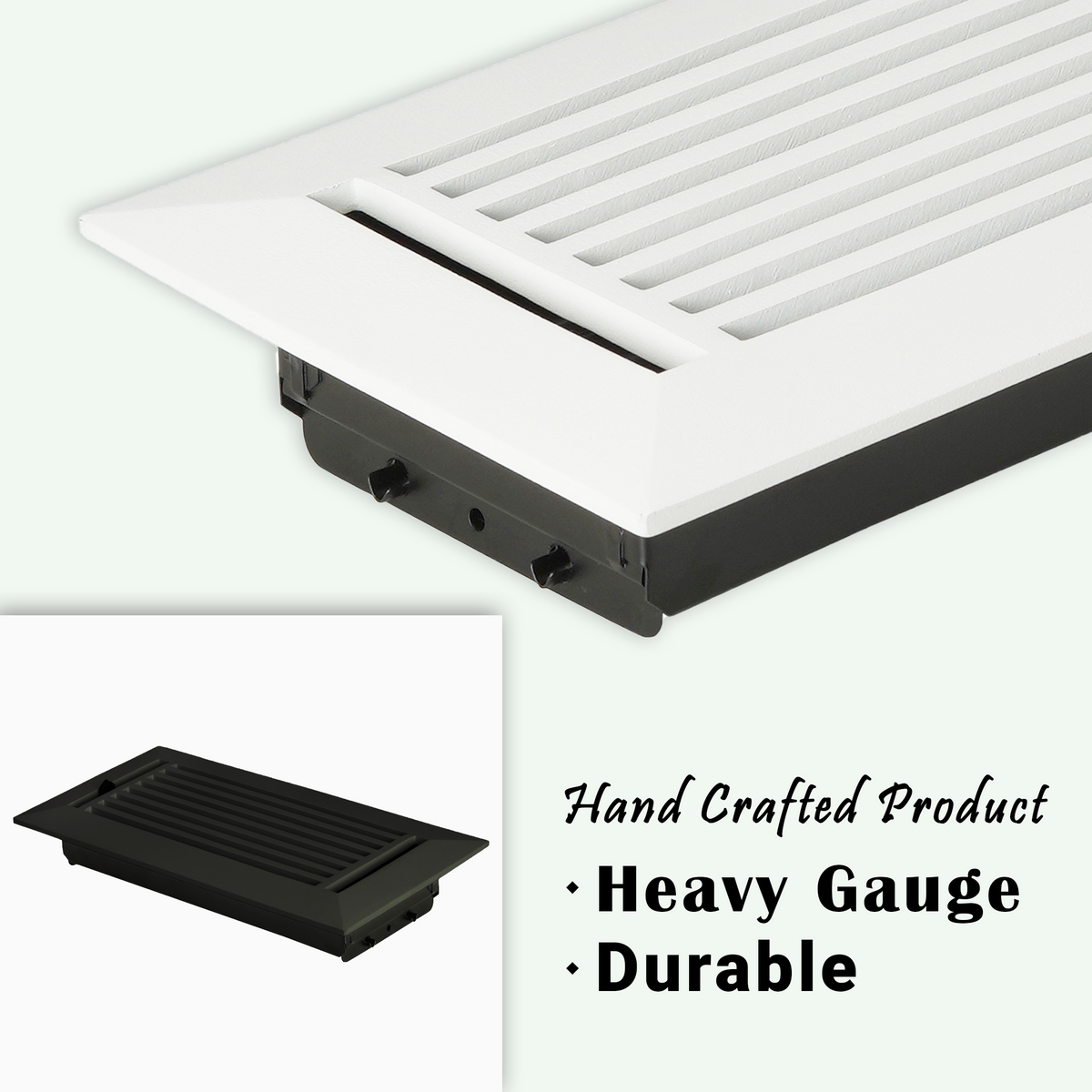 Achtek handcrafted black air supply vent with heavy gauge, durable for floor mounting