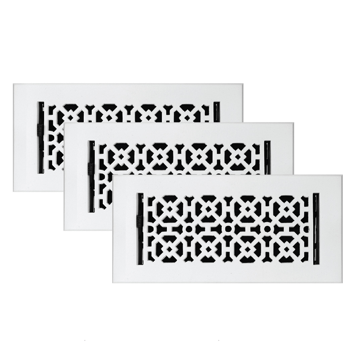 LOT de 3 ACHTEK 4"x10" Plancher de circulation d'air en fonte d'aluminium massif avec persiennes et revêtement en poudre