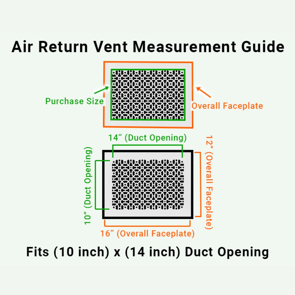 Achtek 10"x14" Retour d'air en fonte d'aluminium robuste | Revêtement en poudre