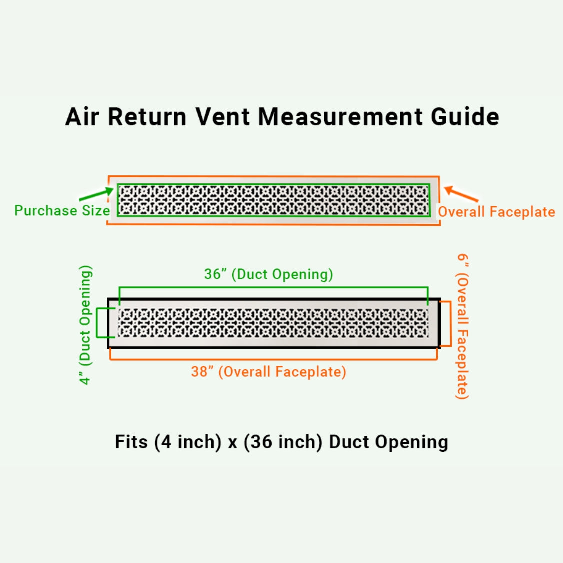 Achtek 4"x36" Heavy Cast Aluminum AIR RETURN | Powder Coated