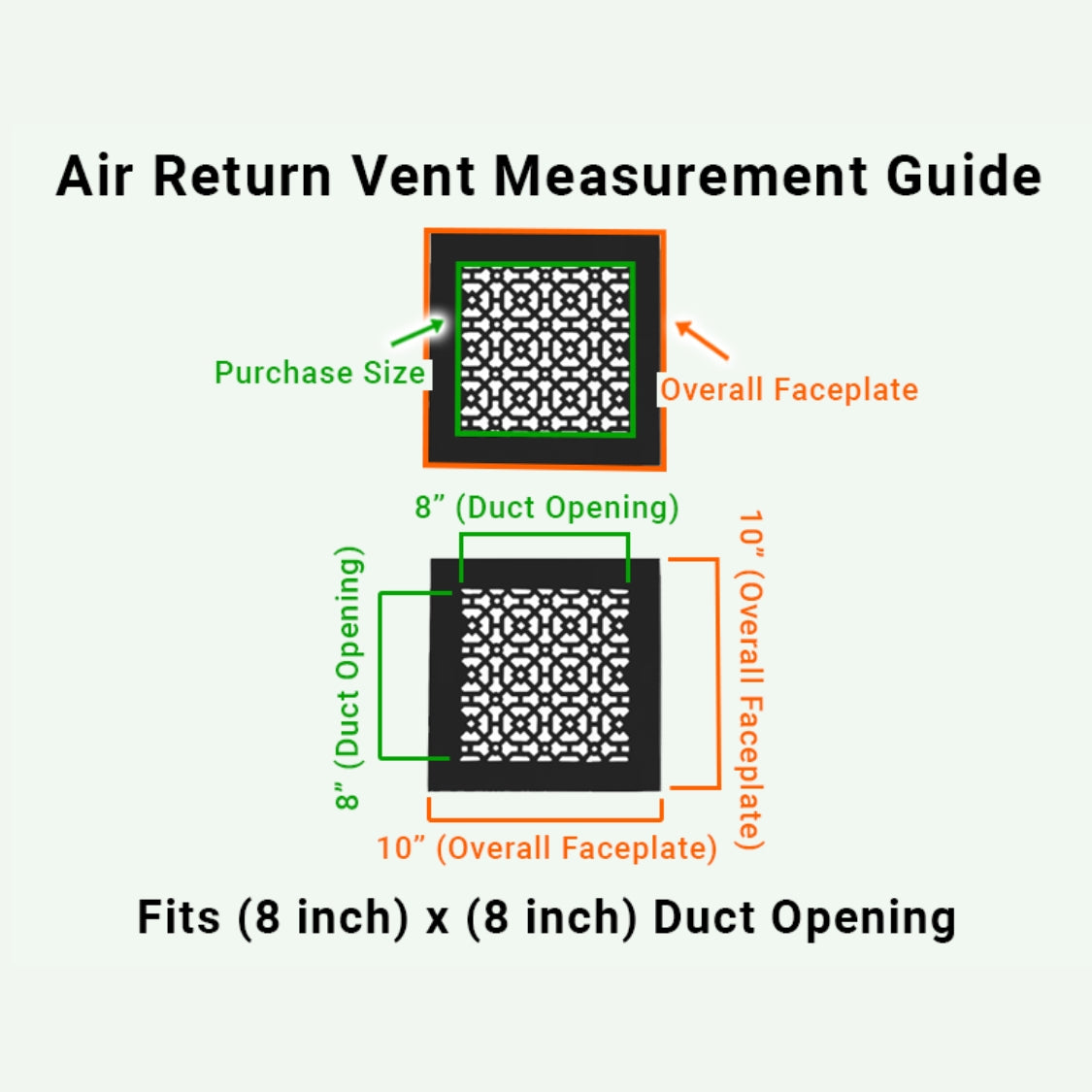Achtek 8"x8" Heavy Cast Aluminum AIR RETURN | Powder Coated