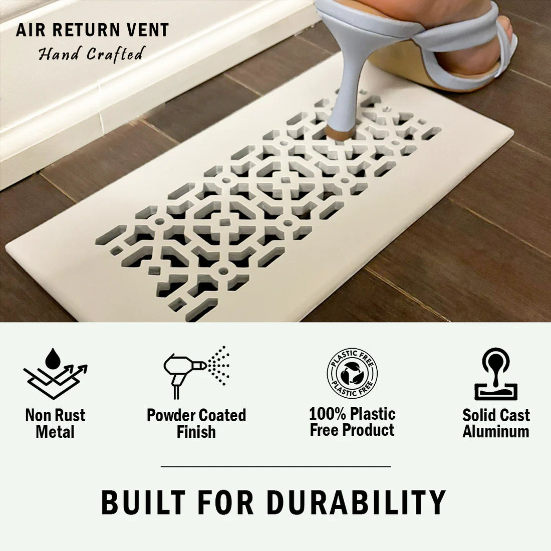 Achtek 10"x10" Retour d'air en fonte d'aluminium robuste | Revêtement en poudre