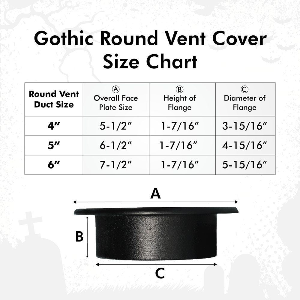 Spooky Gothic 6" Round Solid Cast Aluminum Grille | Powder Coated