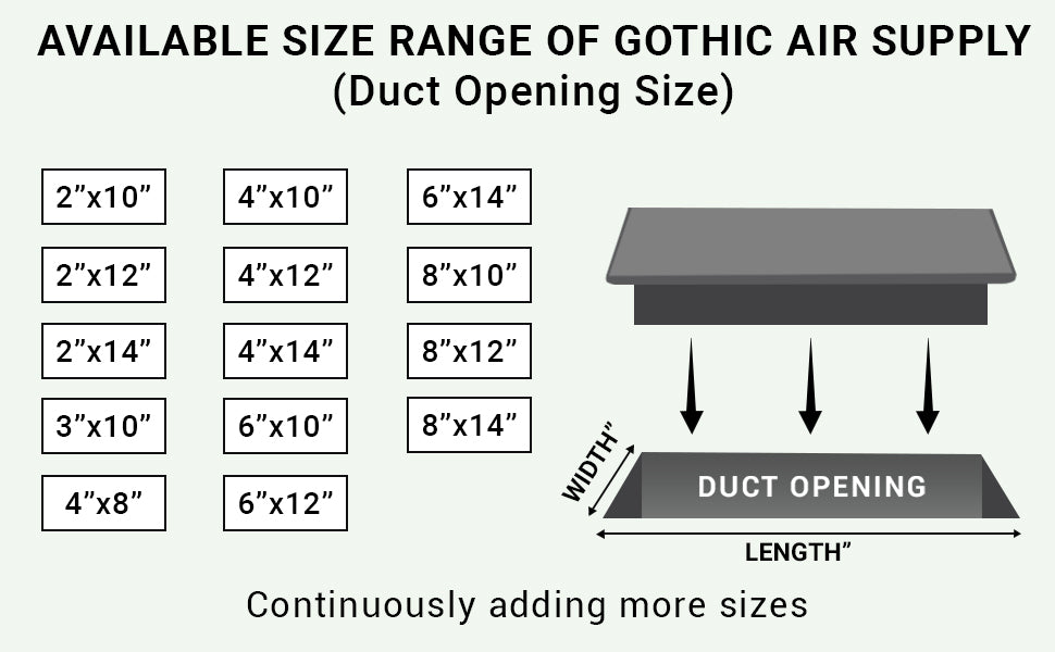Spooky Gothic 2"x14" Solid Cast Aluminum louvered Air Supply | Powder Coated
