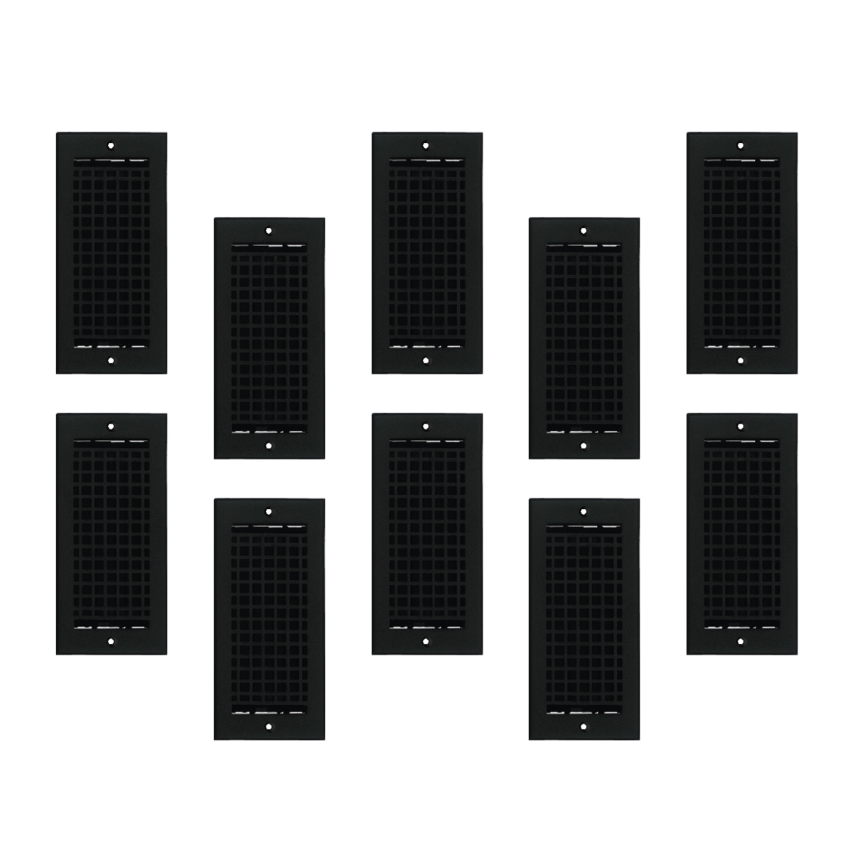 Mosaic 10 pack 4x10 black air supply with geometric design, provided with countersunk screw holes for wall/ceiling mounting