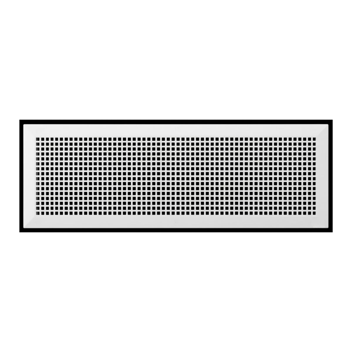 Mosaic 10x30 air return vent white for floor mounting with tapered edge, gravity drop installations, geometric lattice design