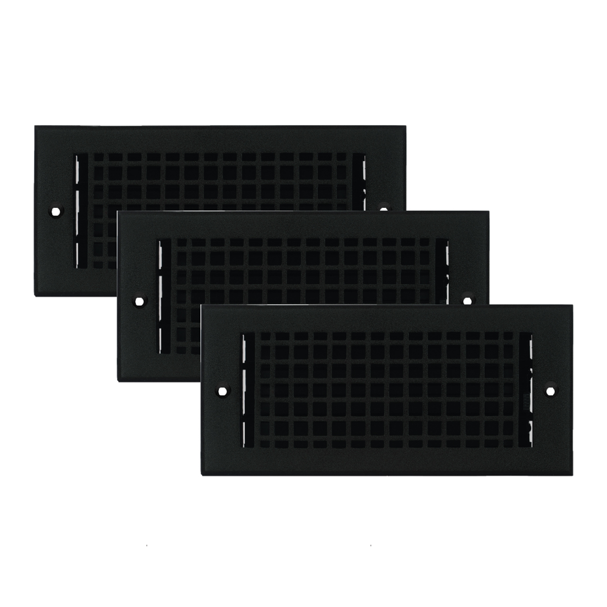 Mosaic 3 pack 4x10 black air supply vent for wall mounting with geometric pattern, provided with color matching screws