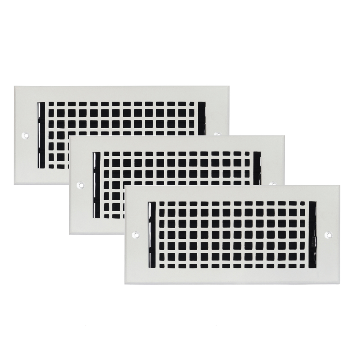 Mosaic 3 pack 4x10 air supply vent for wall mounting with white finish, geometric pattern provided with color matching screws