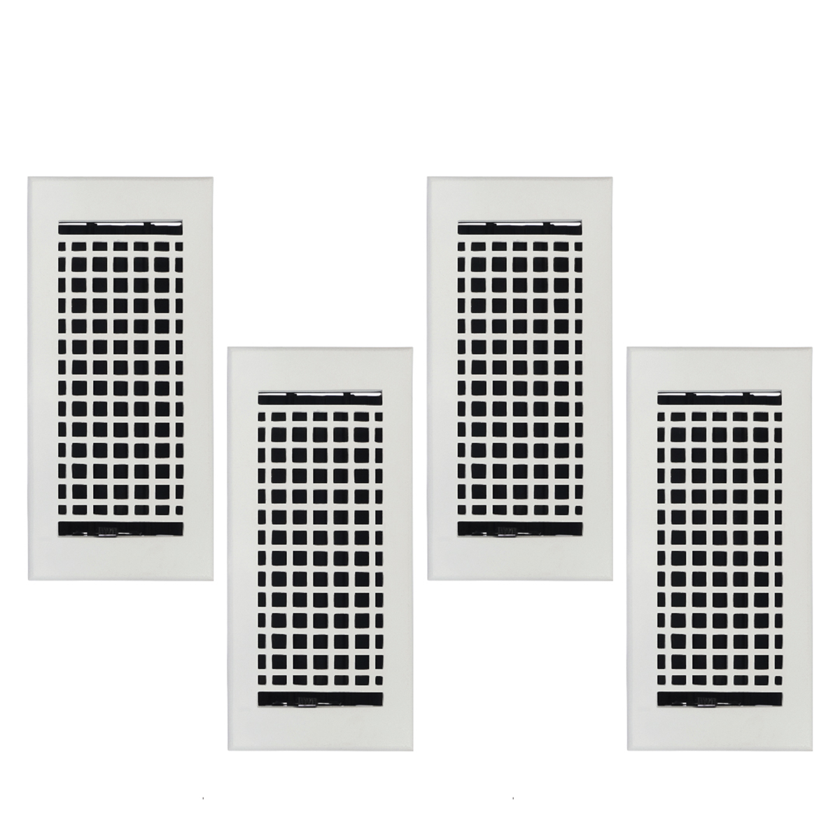 Mosaic 4 pack 4x10 HVAC white air supply louvered vent with geometric design, provided with gravity drop installations 