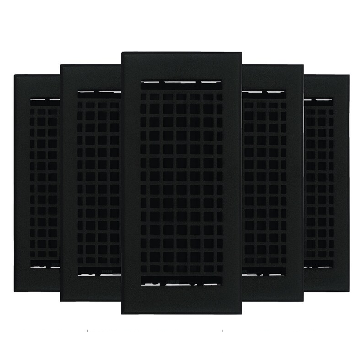 Mosaic 5 pack 4x10 powder coated black air supply louvered vent with beveled edge, provided with metal louver for floor mounting