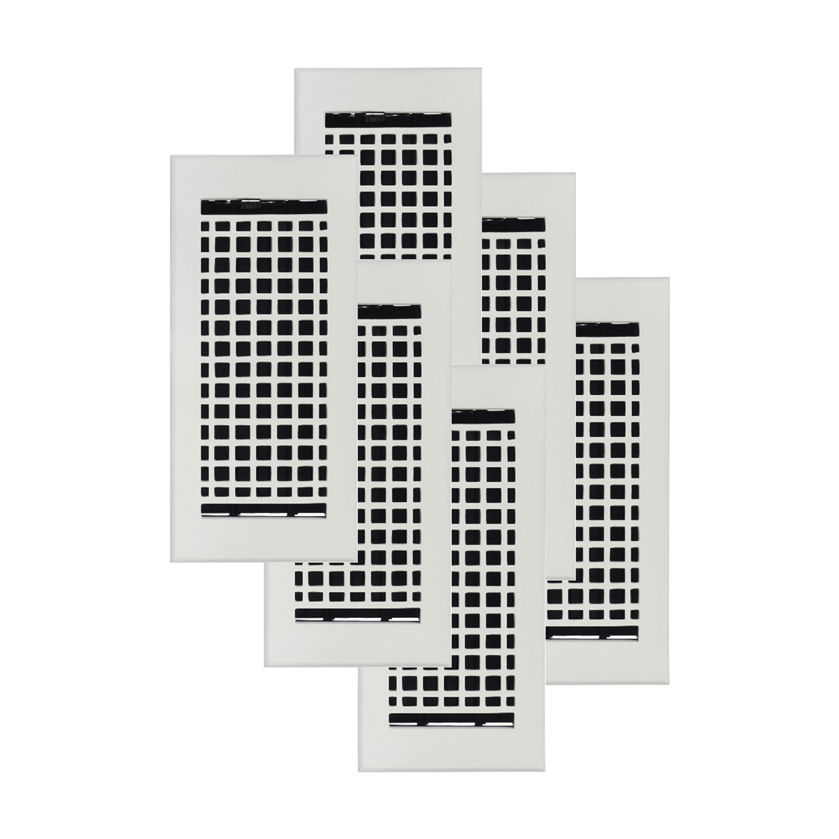Mosaic 6 pack 4x10 heavy duty cast aluminum black air supply vent with geometric design, beveled edge for floor mounting