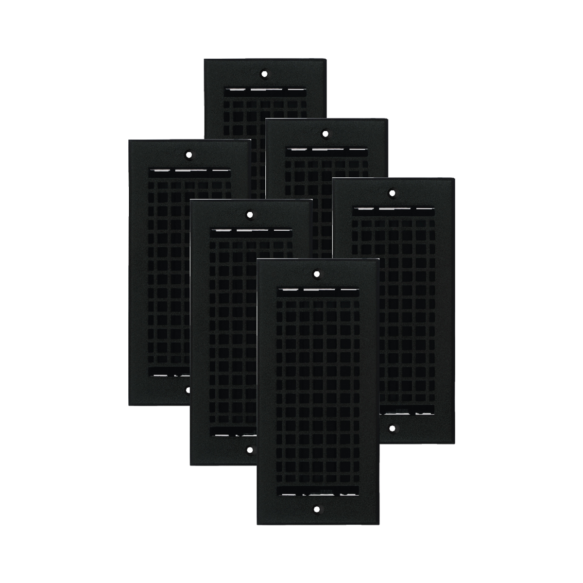 Mosaic 6 pack 4x10 solid cast aluminum air supply vent black for wall mounting, provided with color matching screws