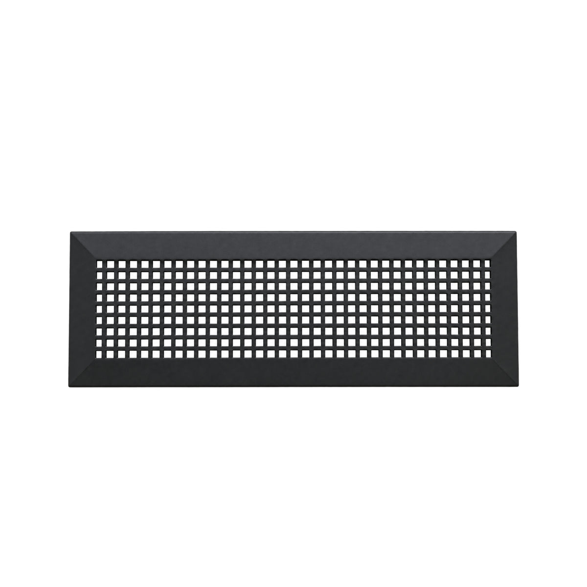 Mosaic 6x20 HVAC air return vent black with tapered edge, geometric design, gravity drop installations for floor mounting