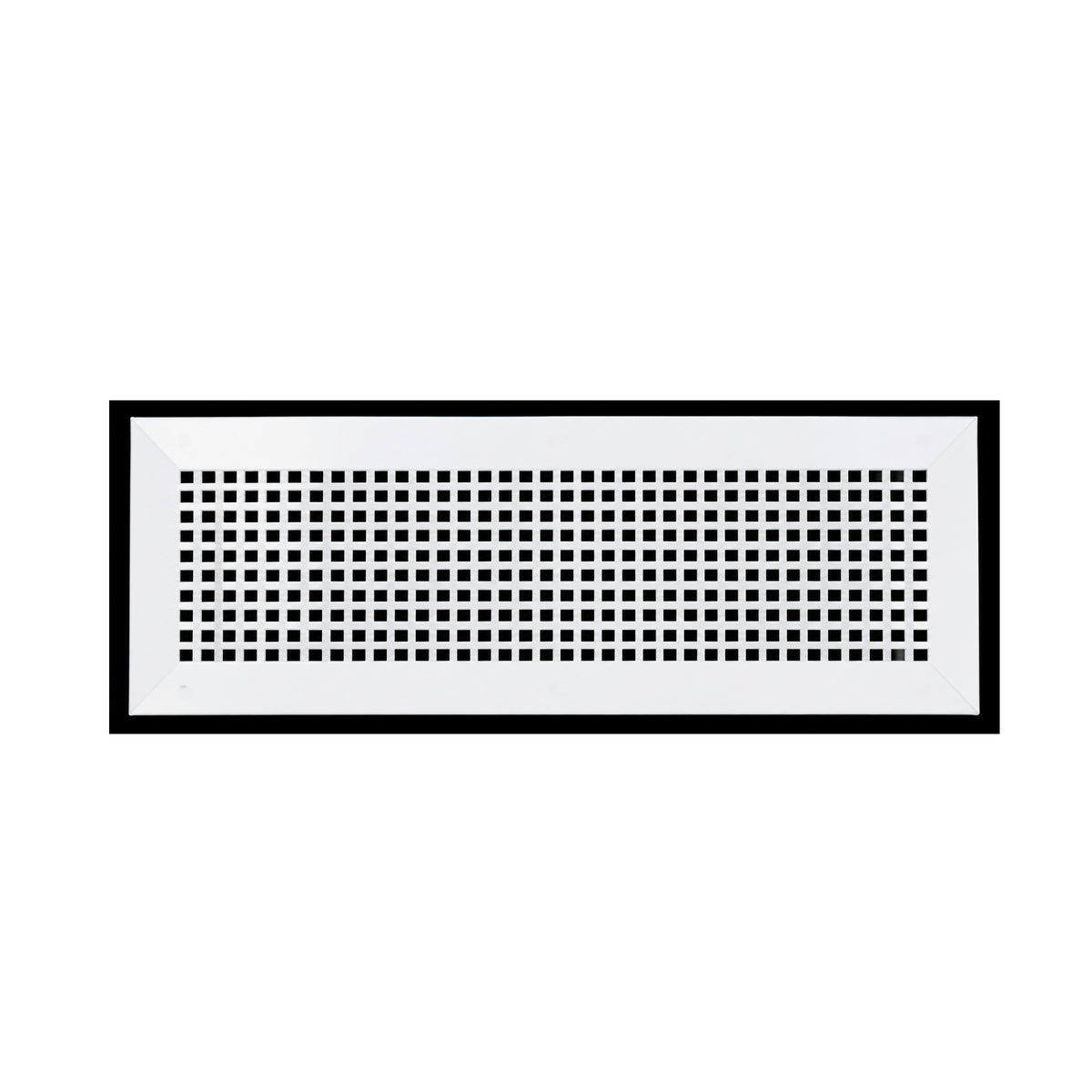 Mosaic 6x20 Handcrafted air return vent white with tapered edge, geometric design, gravity drop installations for floor