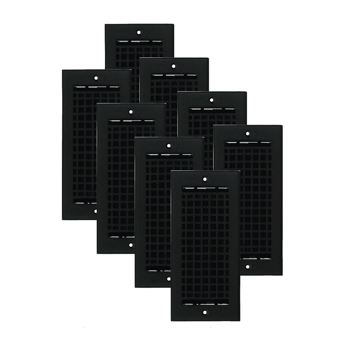 Mosaic 8 pack 4x10 air supply vent black for wall, beveled edge, geometric design, provided with countersunk screw holes
