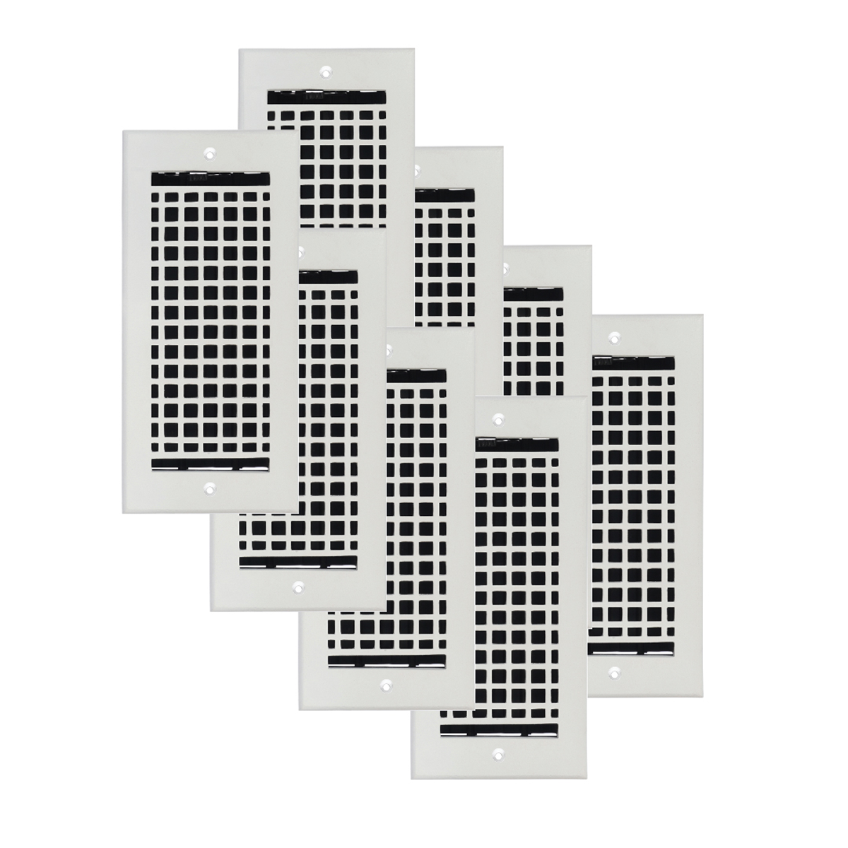Mosaic 8 pack 4x10 HVAC air supply vent white for wall, beveled edge, geometric design, provided with matching #10 screws