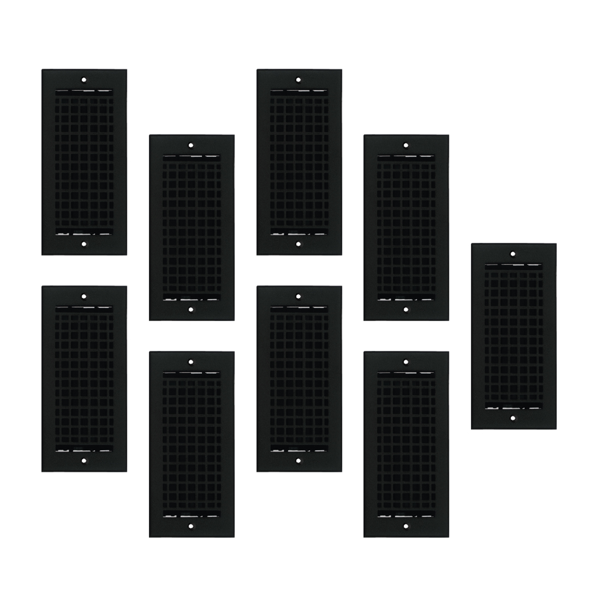 Mosaic 9 pack 4x10 black air supply vent with geometric design, provided with countersunk screw holes for wall mounting