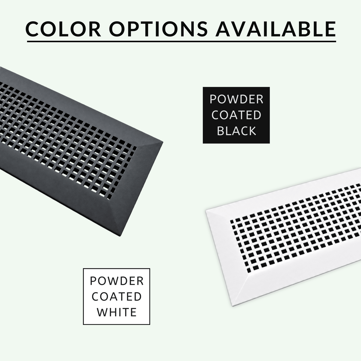 Mosaic air return comes in powder coated black and powder coated white