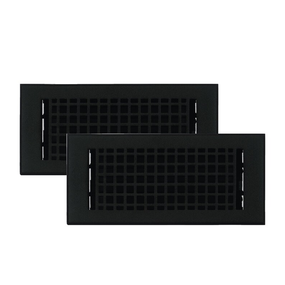 Mosaic Black 2 Pack 4x10 air supply vent for floor mounting with geometric lattice pattern, gravity drop installations