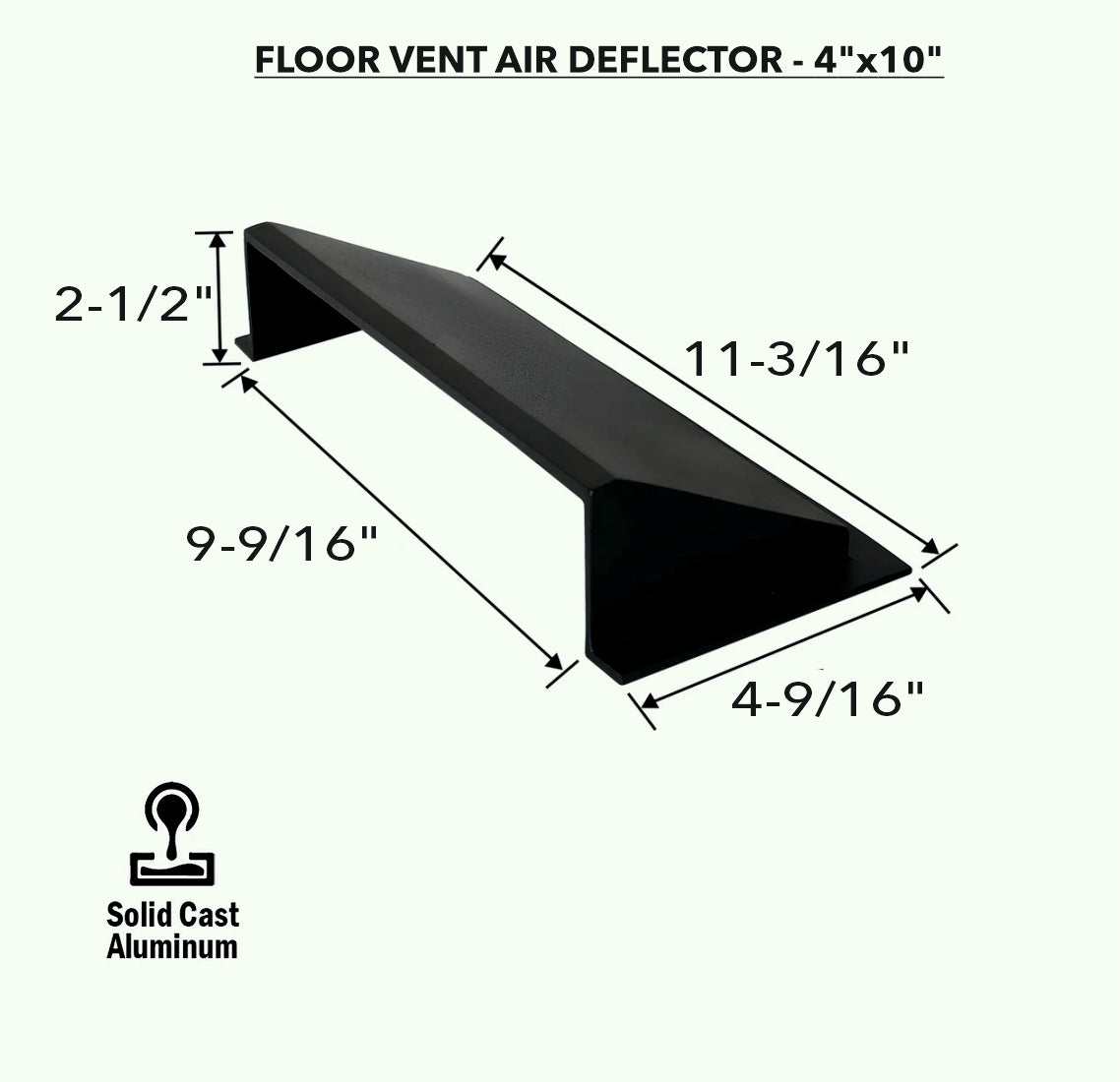 Solid Metal Deflector 4"x10" Unbreakable Cast Aluminum | Air & Heat Diverter