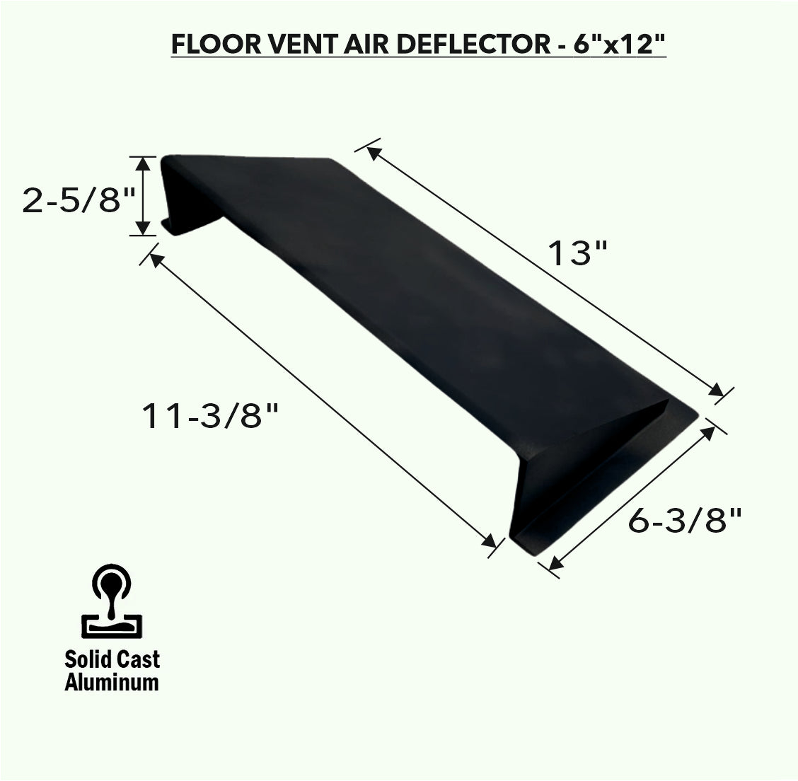 Déflecteur en métal massif 6"x12" en fonte d'aluminium incassable | Déflecteur d'air et de chaleur