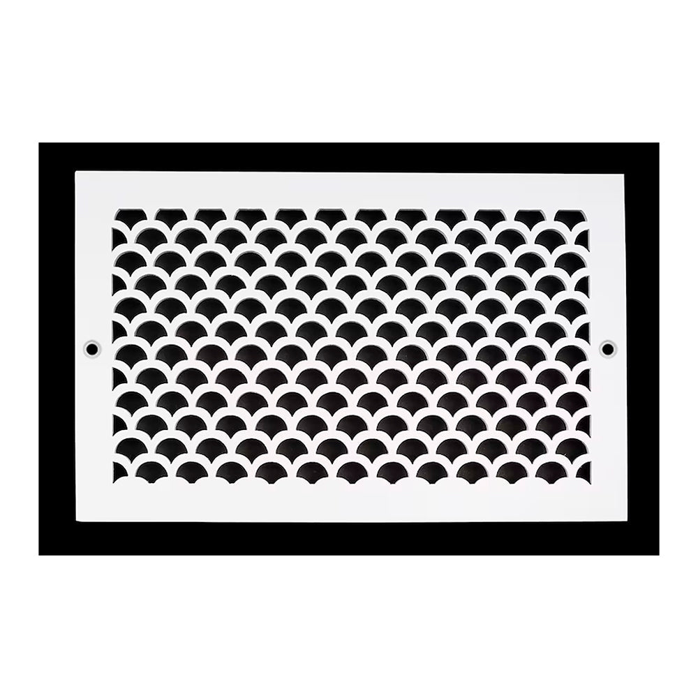 Scallop BASEBOARD 8"x14" Duct opening Solid Cast Aluminum Grill Vent Cover | Powder Coated| (Overall 10"x16”)