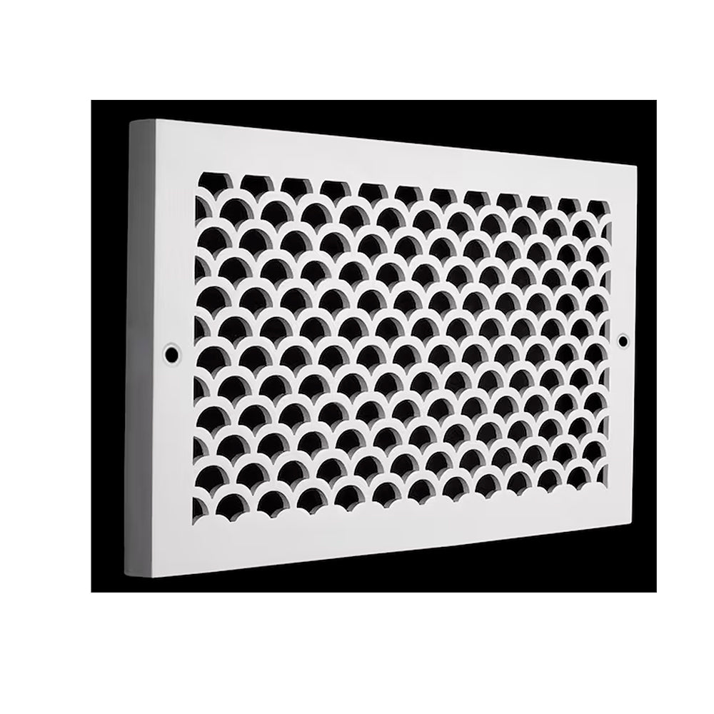 Scallop BASEBOARD 6"x12" Duct opening Solid Cast Aluminum Grill Vent Cover | Powder Coated| (Overall 8"x14”)