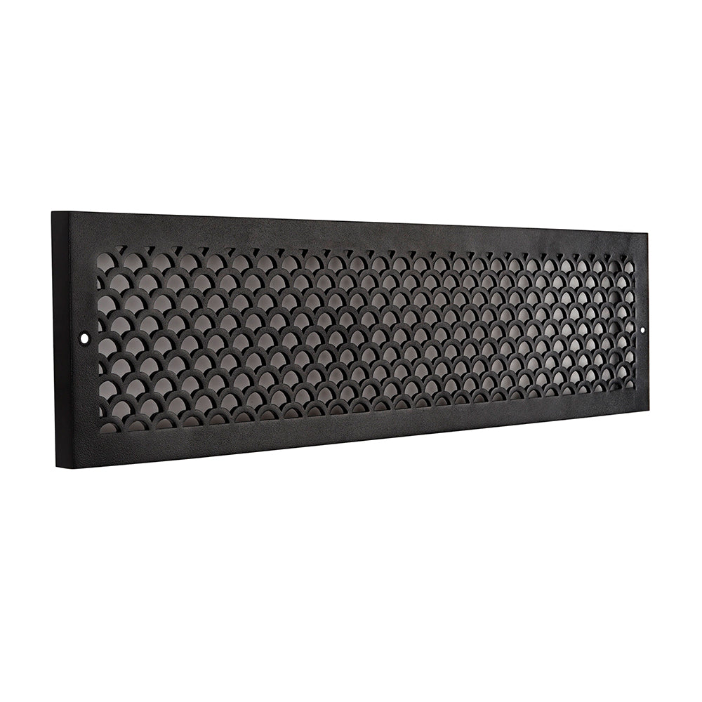 Scallop BASEBOARD 6"x30" Duct opening Solid Cast Aluminum Grill Vent Cover | Powder Coated| (Overall 8"x32”)