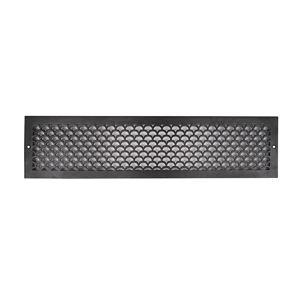 Scallop BASEBOARD 6"x24" Duct opening Solid Cast Aluminum Grill Vent Cover | Powder Coated| (Overall 8"x26”)