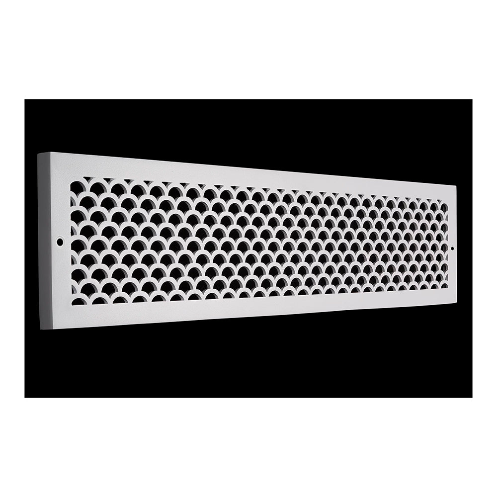 Scallop BASEBOARD 6"x28" Duct opening Solid Cast Aluminum Grill Vent Cover | Powder Coated| (Overall 8"x30”)