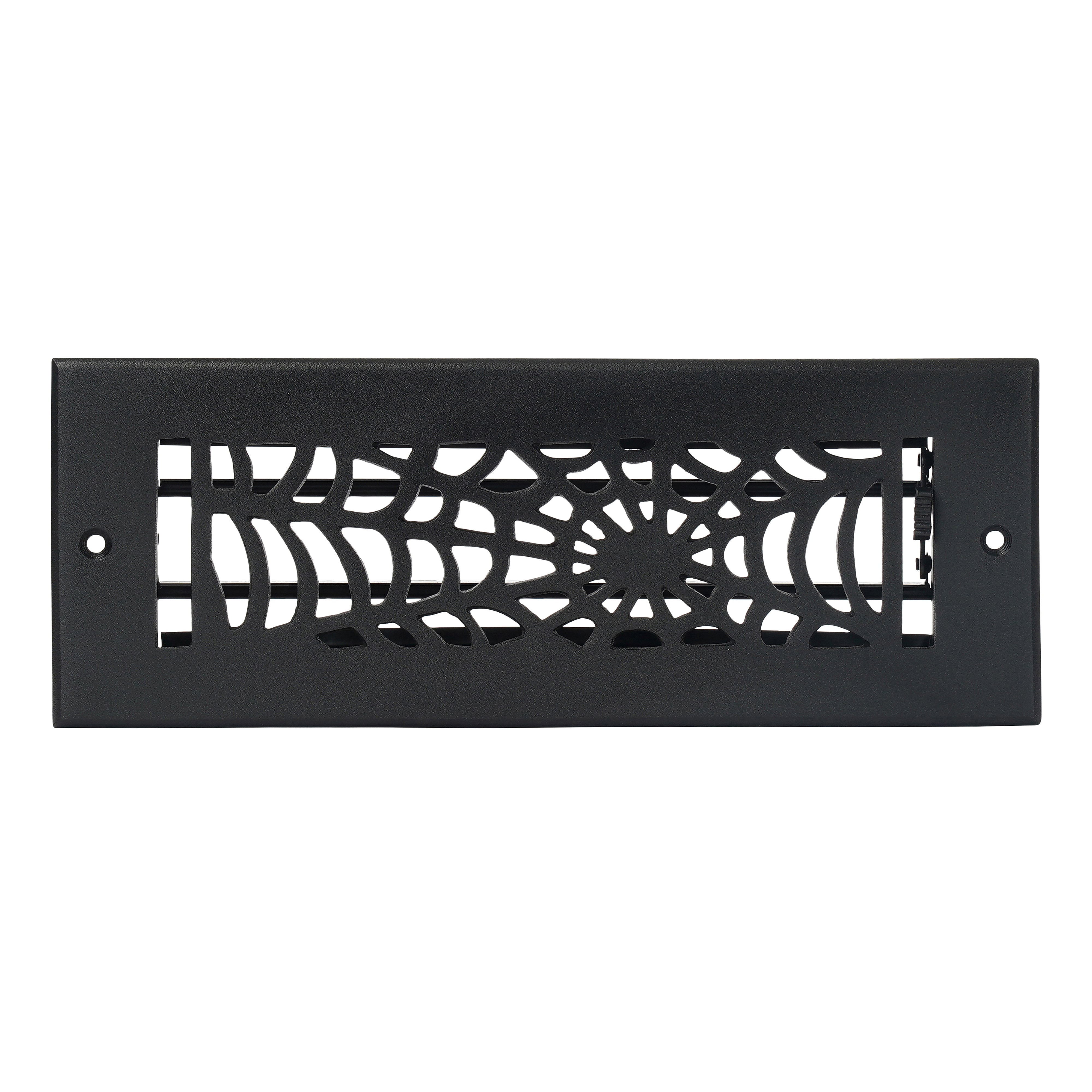 Spooky Gothic Vent cover 3"x 10" Duct Opening (Overall 4-1/2"x 11-3/4") in Spider Web Design | Solid Cast Aluminium Register Cover | Powder Coated
