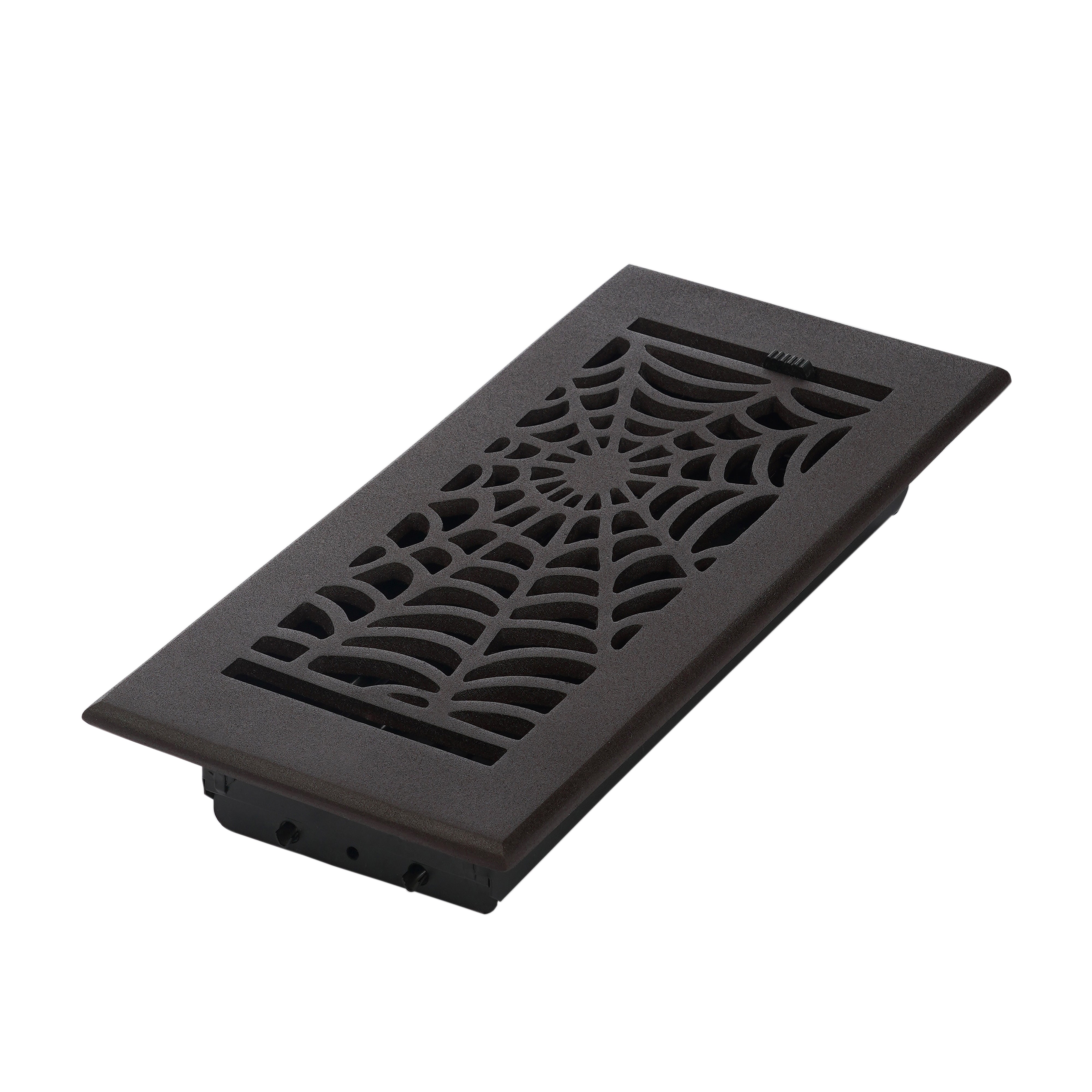 Spooky Gothic Vent cover 4"x 10" Duct Opening (Overall 5-1/2"x 11-3/4") in Spider Web Design | Solid Cast Aluminium Register Cover