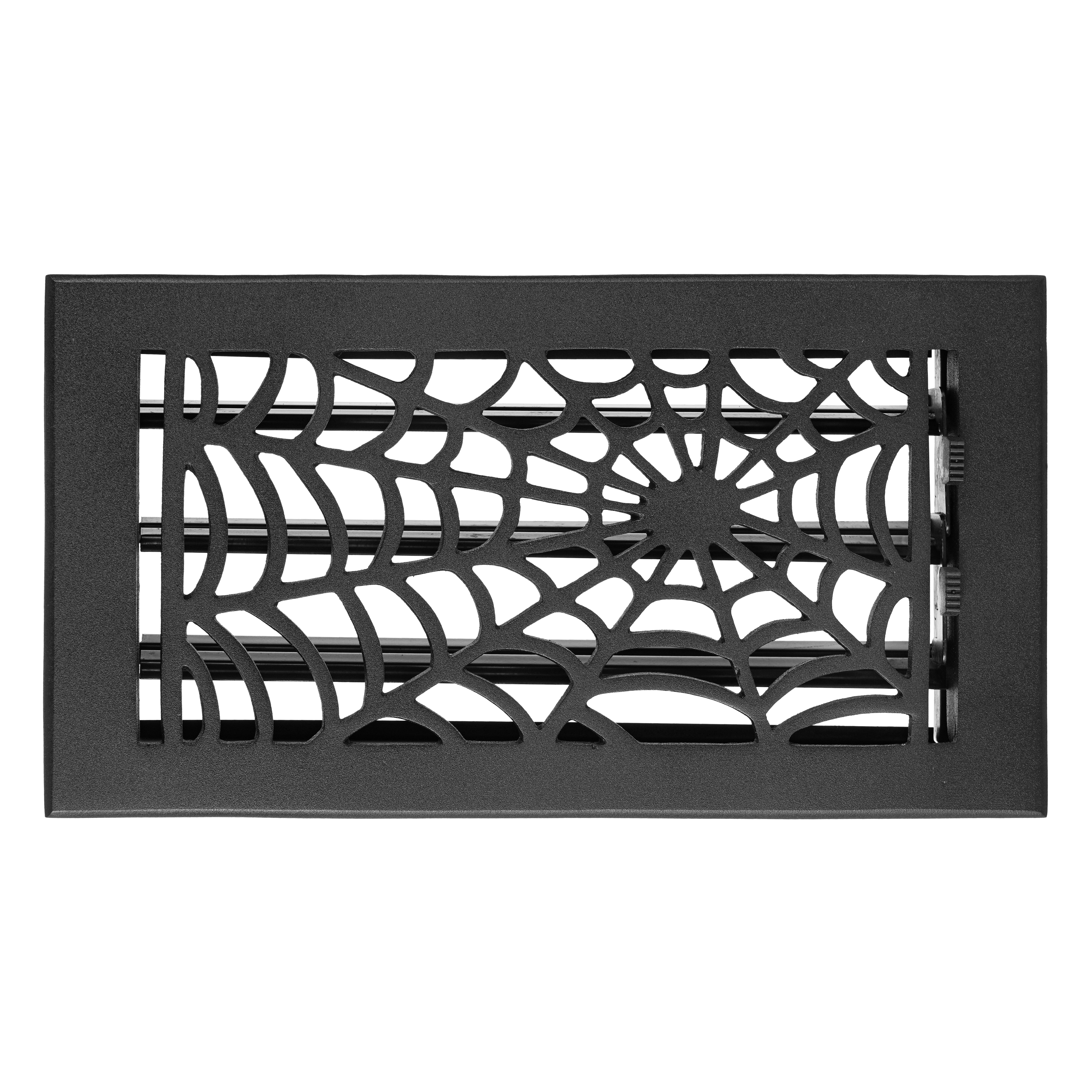 Spooky Gothic Vent cover 6"x 12" Duct Opening (Overall 7-1/2"x 13-3/4") in Spider Web Design | Solid Cast Aluminium Register Cover | Powder Coated