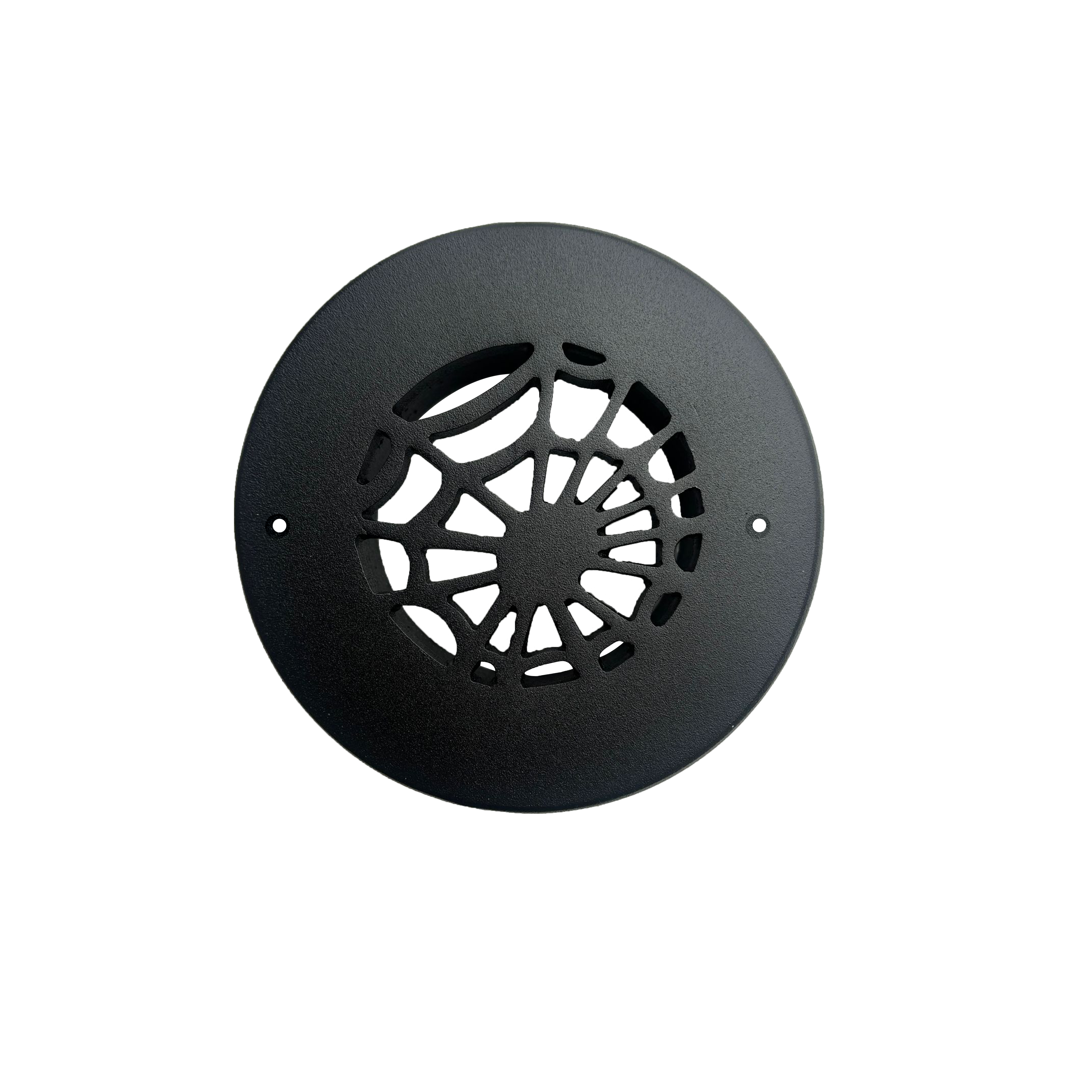 Spooky Gothic Round Vent cover 4" Duct Opening (Overall 5-1/2") in Spider Web Design | Solid Cast Aluminium Register Cover | Powder Coated