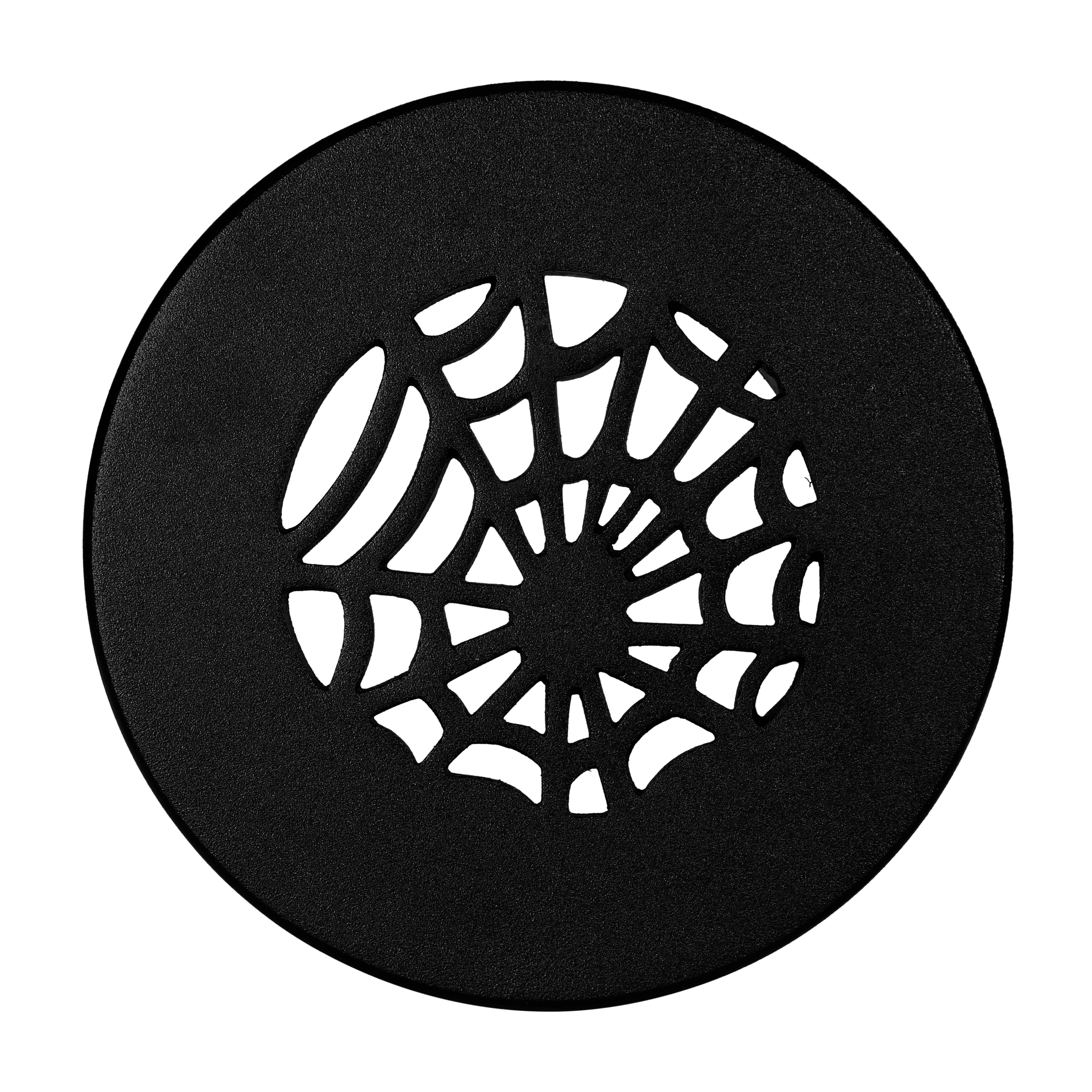 Spooky Gothic Round Vent cover 5" Duct Opening (Overall 6-1/2") in Spider Web Design | Solid Cast Aluminium Register Cover | Powder Coated